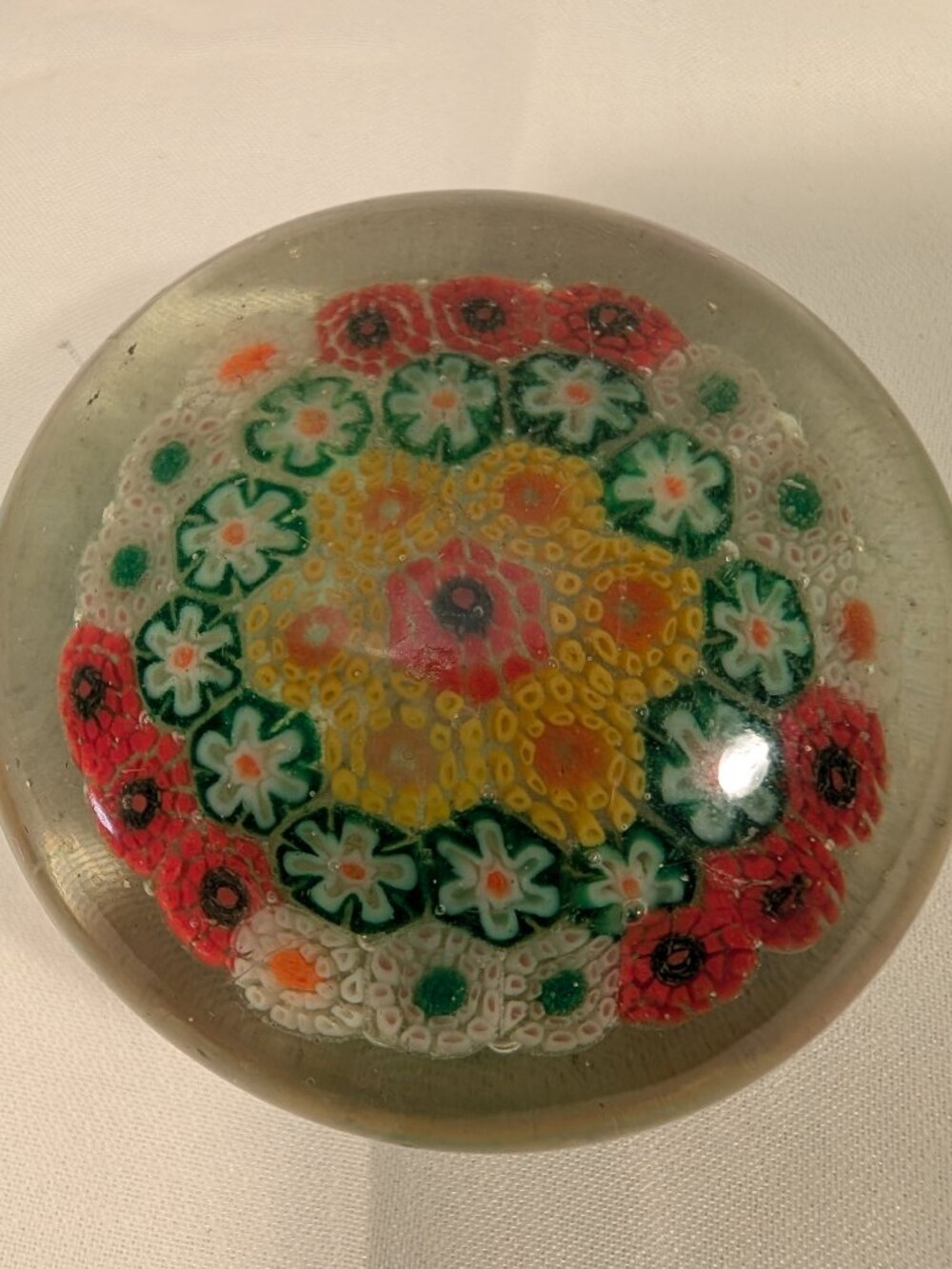 Vintage Millefiori Glass Paperweight Mid Century Murano Style Floral - Picture 3 of 8